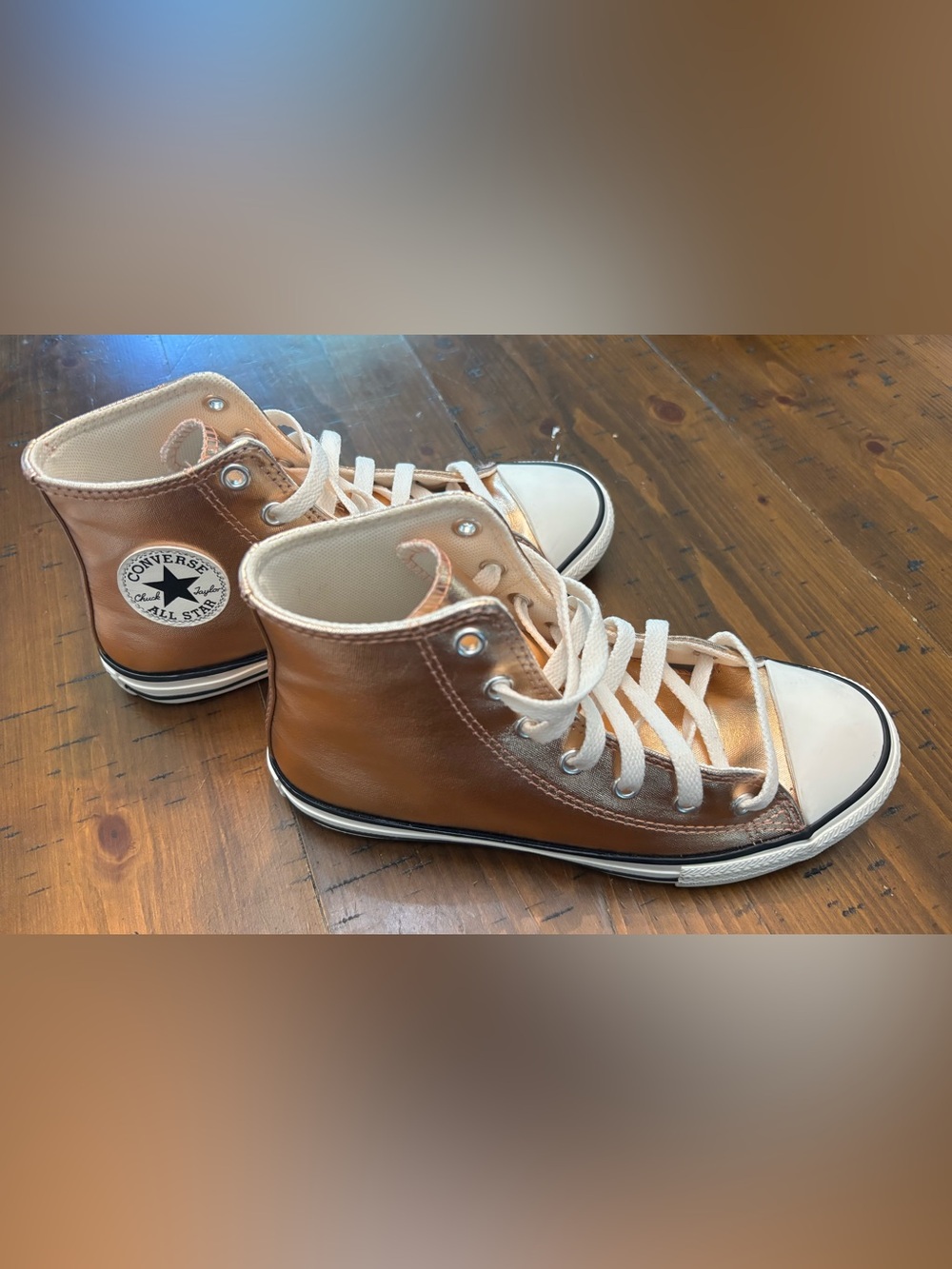 Girls Converse CHUCK TAYLOR ALL STAR METALLIC – Gold    size 3  NWT - Picture 5 of 6